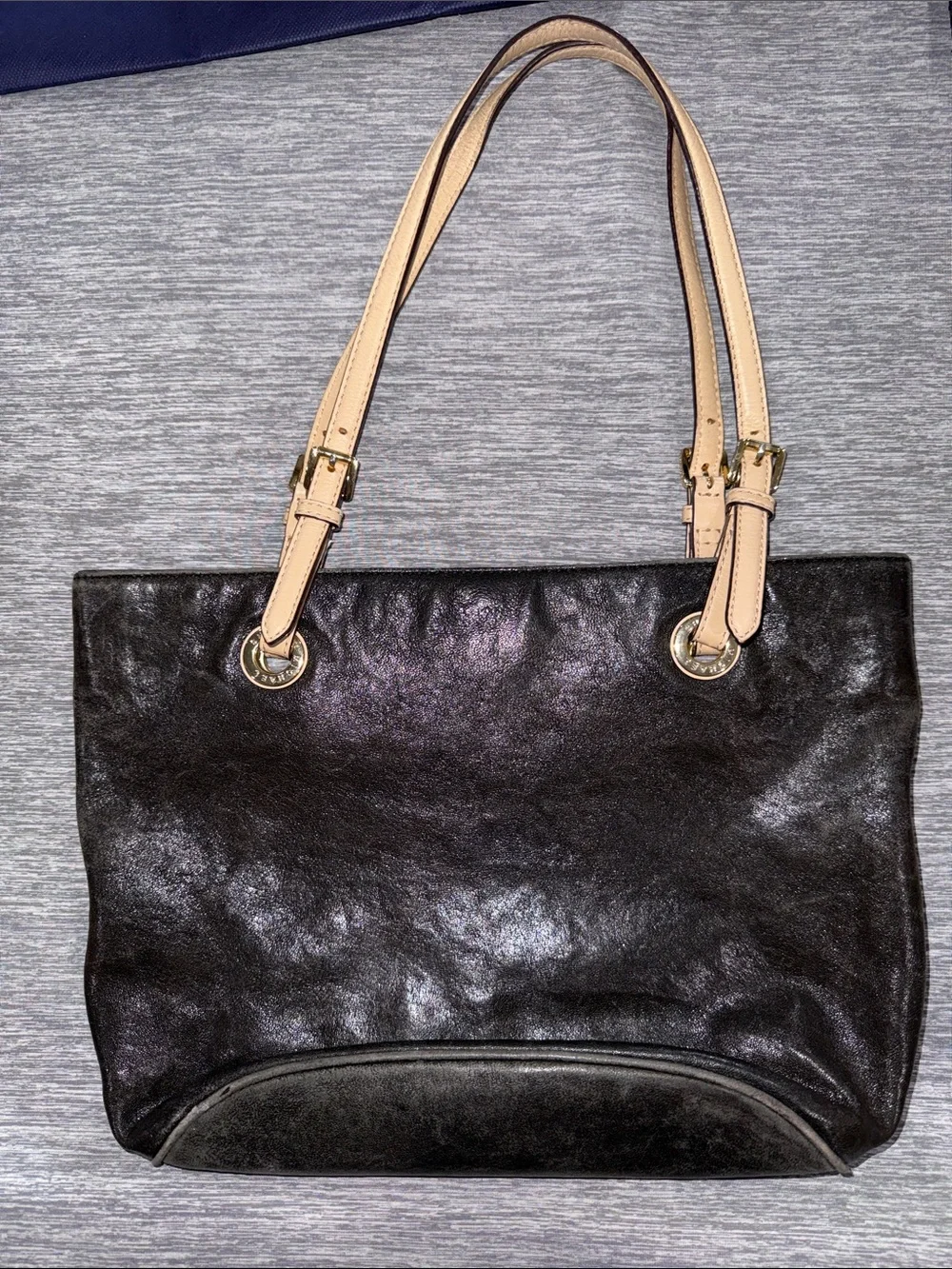 Michael Kors Black Tote with Beige Straps